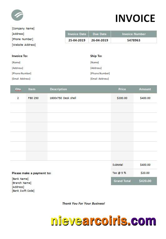 Furniture Invoice